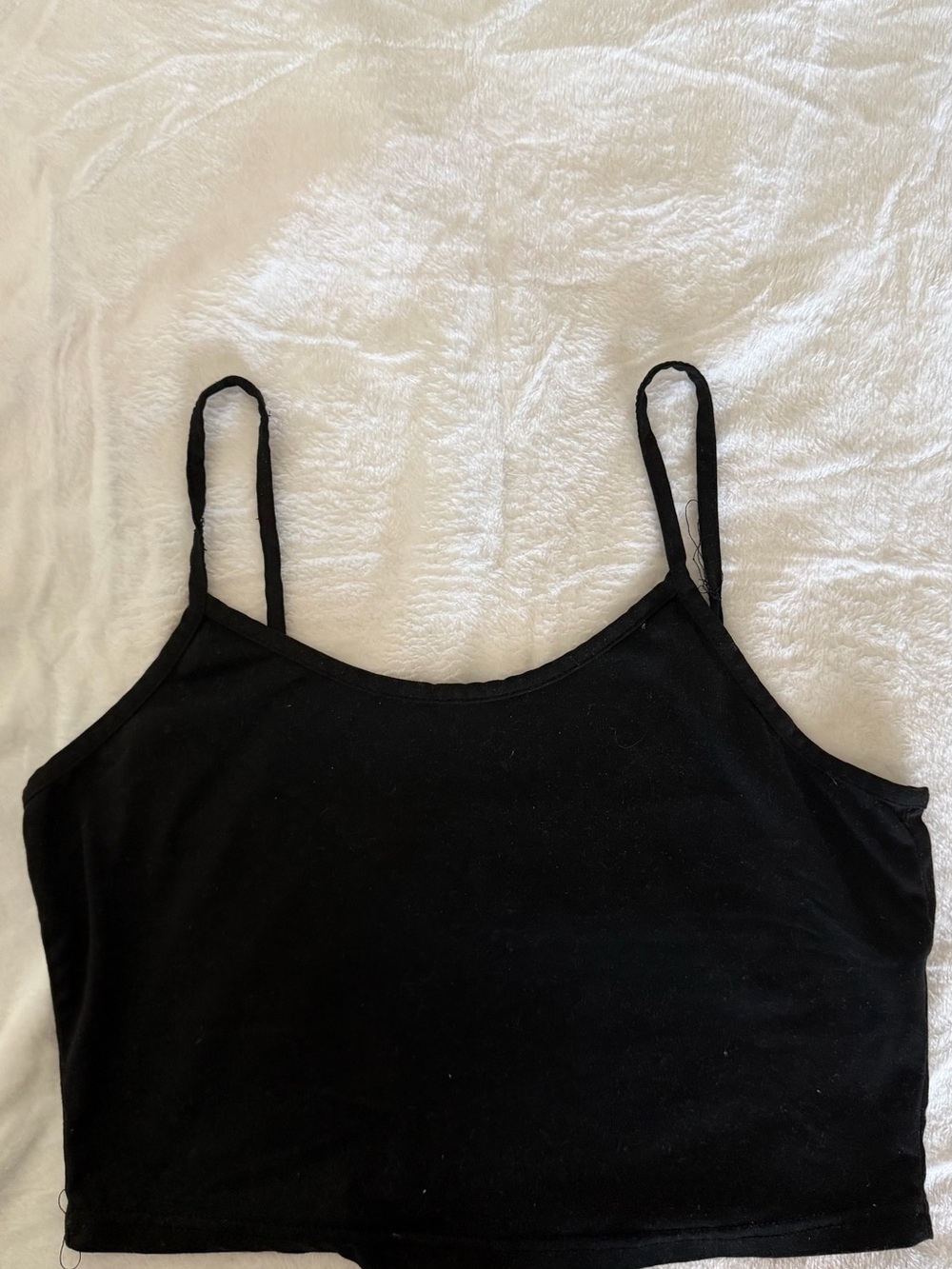 Women's Black Cropped Spaghetti-Strap Tank Top